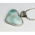 spectaculos colier " Heart ", cu Larimar dominican. argint. Mexic anii'80